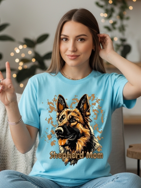 Gildan Tops - Gildan Light Blue Shepherd Mom Graphic Tee
